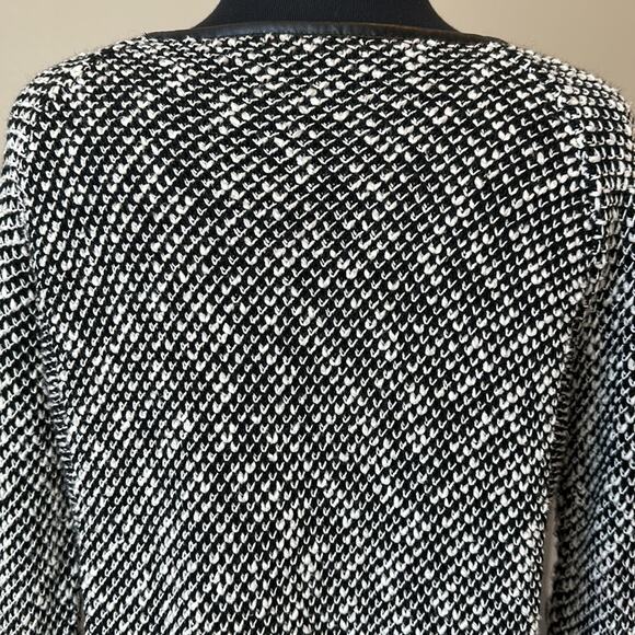 Zara Knit Sweater Boat Neck Long Sleeve Black White Wool Blend Size M Casual - Picture 4 of 13